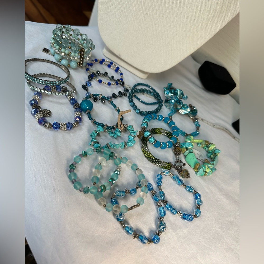 Blue tone bracelet bundle group